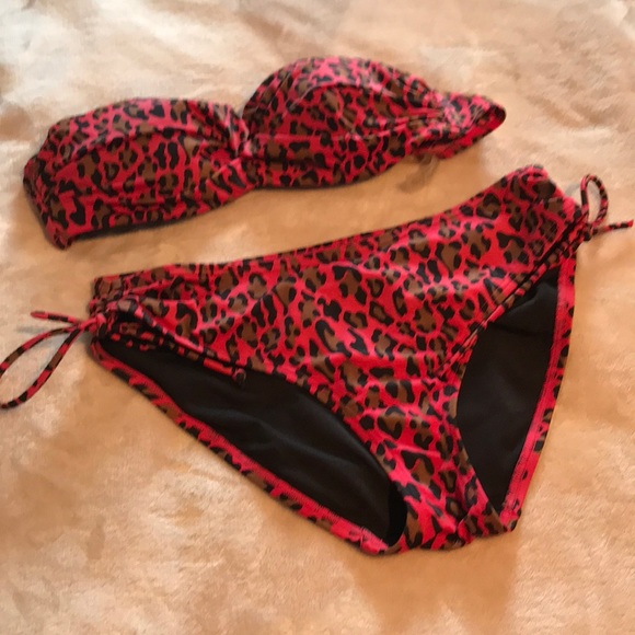 red animal print bikini